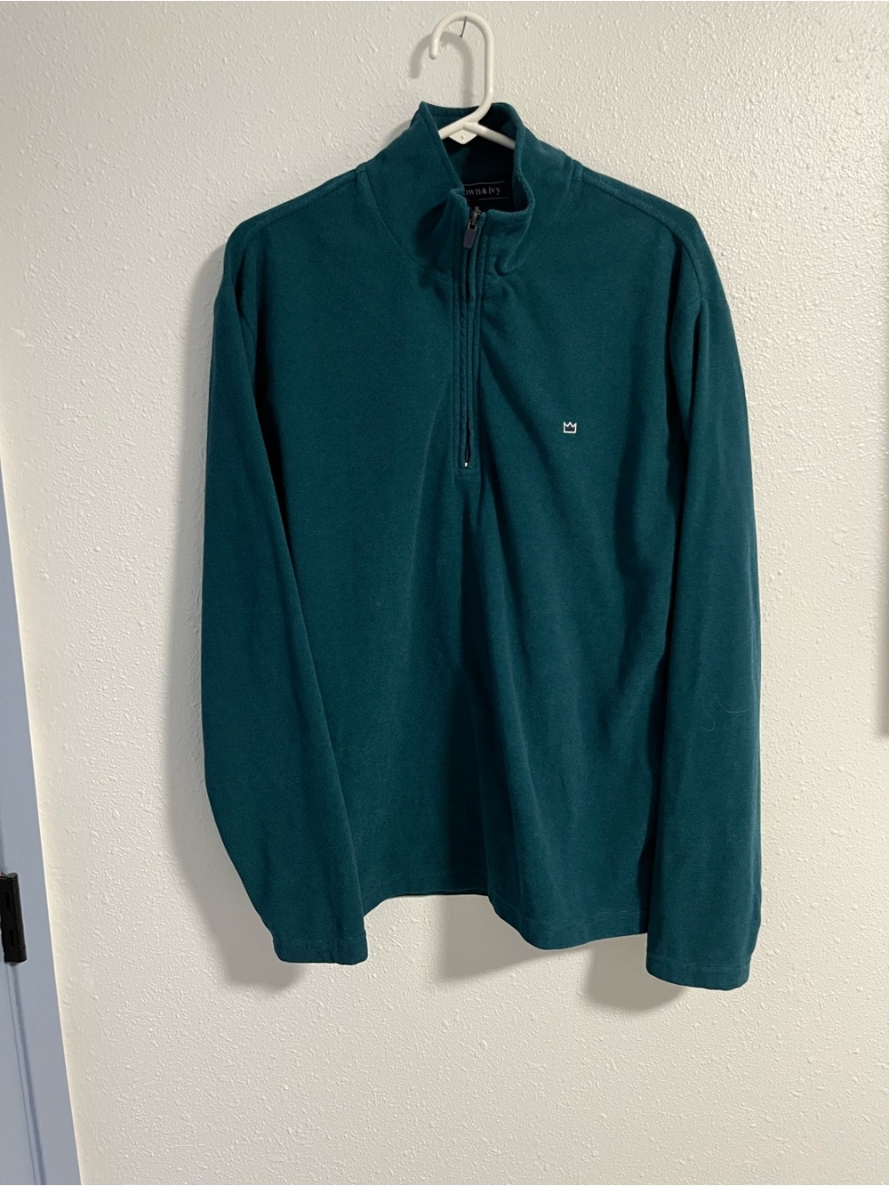 crown & ivy Teal Green Half-Zip Fleece Pullover Size Medium